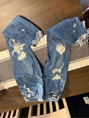 Abercrombie & Fitch Ripped Dark Blue Boyfriend Jeans
